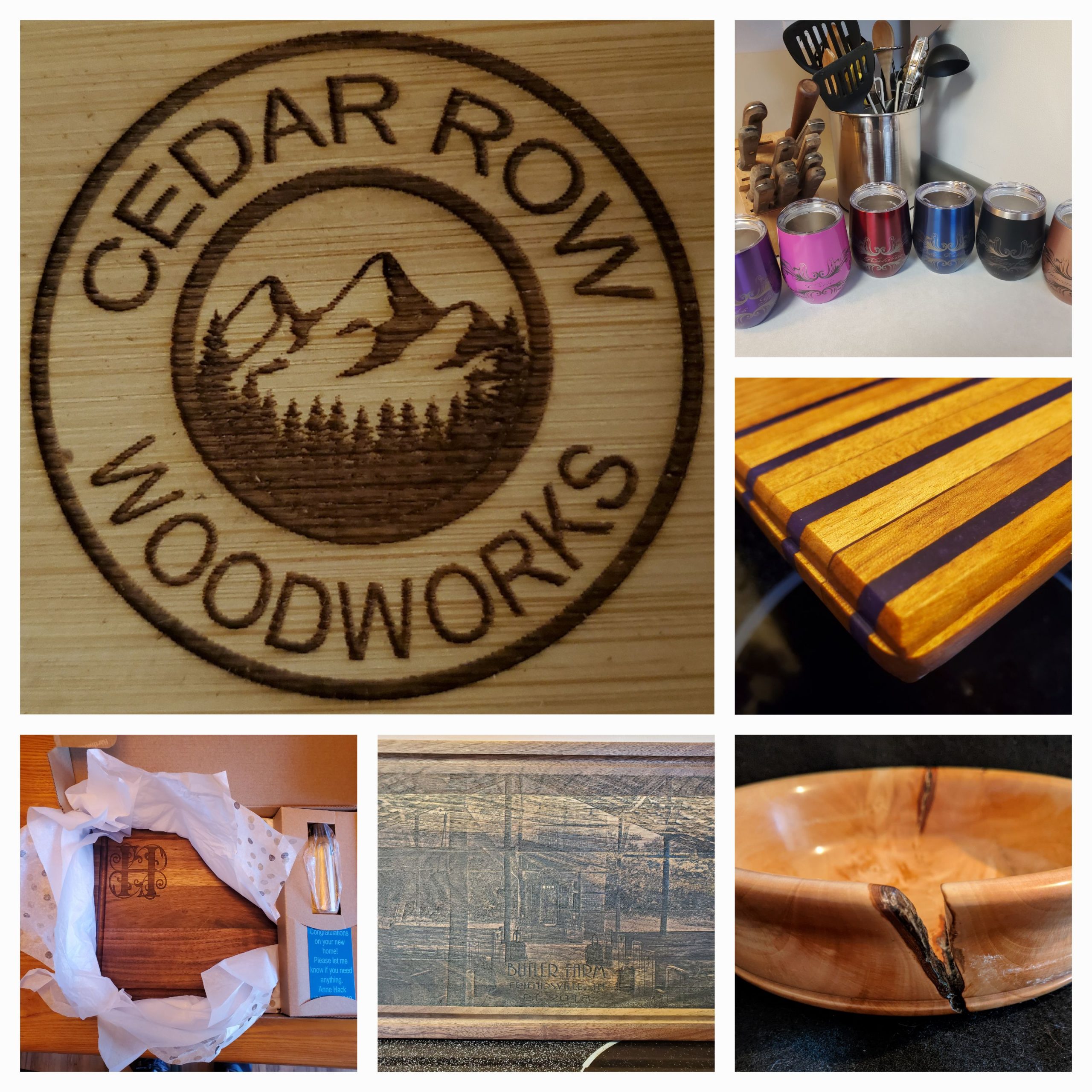 Cedar Row Woodworks Wood, resin, and hybrid highend functional works